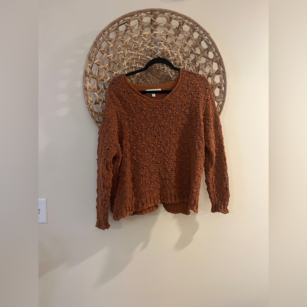 Chelsea & Theodore Chunky Scoop Neck Sweater - Burnt Orange